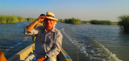 Mark on an inspection of the southern Iraqi marshes, 2011, in conjunction with the Eden in Iraq project, an art-ecology demonstration venture to bring ecological wastewater treatment to the Marsh Arabs living in the restored marshes.
